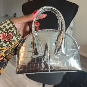 Silver Top Handle Bag